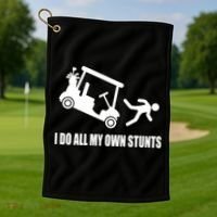 I Do All My Own Stunts Funny Golfer Golf Towel thumb 1