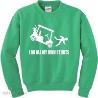 I Do All My Own Stunts Funny Golfer Kids Sweatshirt thumb 0