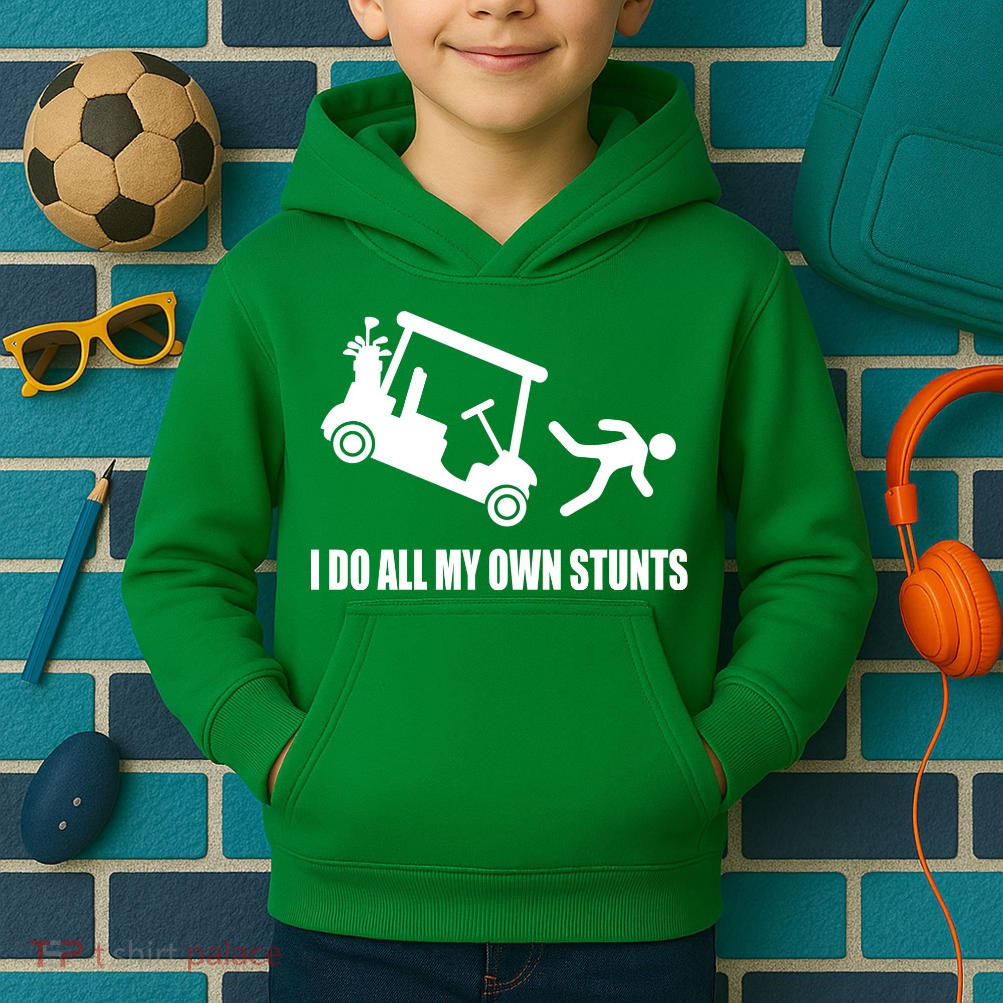 I Do All My Own Stunts Funny Golfer Kids Hoodie
