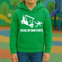 I Do All My Own Stunts Funny Golfer Kids Hoodie thumb 3