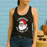 I Deliver All Night Long Naughty Christmas Dirty Xmas Santa Women's Tank Top thumb 2