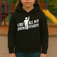 I Do All My Own Stunts Kids Hoodie thumb 3