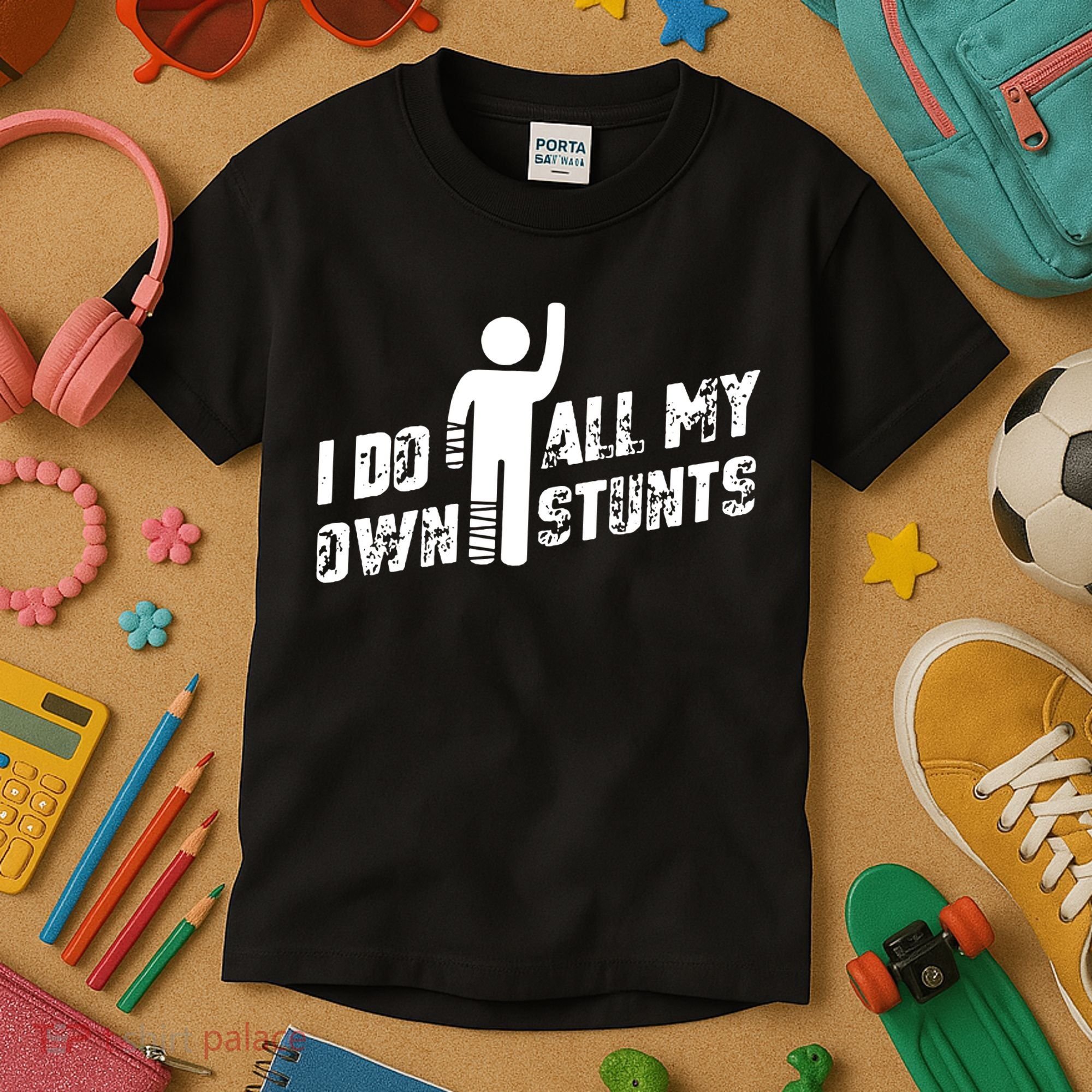 I Do All My Own Stunts Kids T-Shirt
