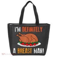 IM Definitely A Breast Man Funny Thanksgiving Turkey Tote Bag thumb 0