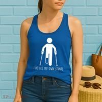 I Do All My Own Stunts Gift Get Well Gift Funny Injury Leg Gift Women's Tank Top thumb 2