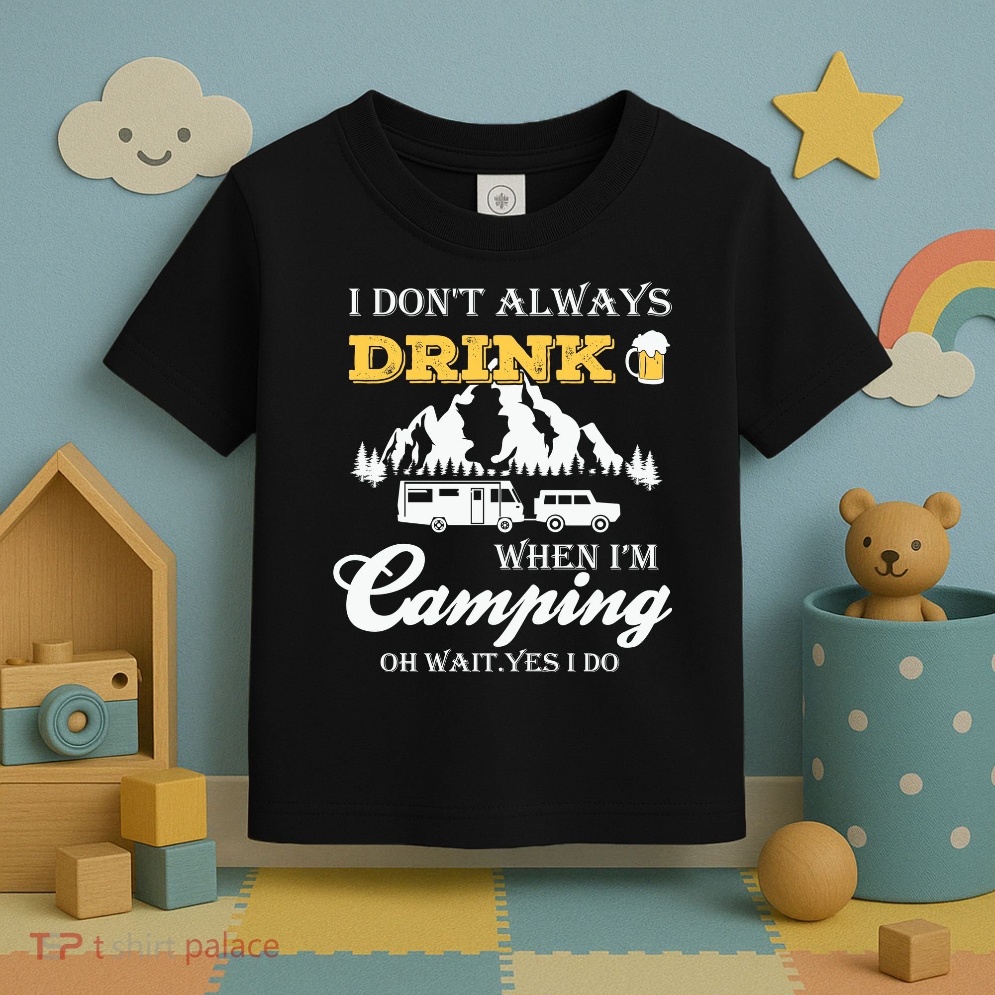 I Don't Always Drink When I'm Camping Lovers Funny Camper Toddler T-Shirt