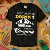 I Don't Always Drink When I'm Camping Lovers Funny Camper Kids T-Shirt thumb 3