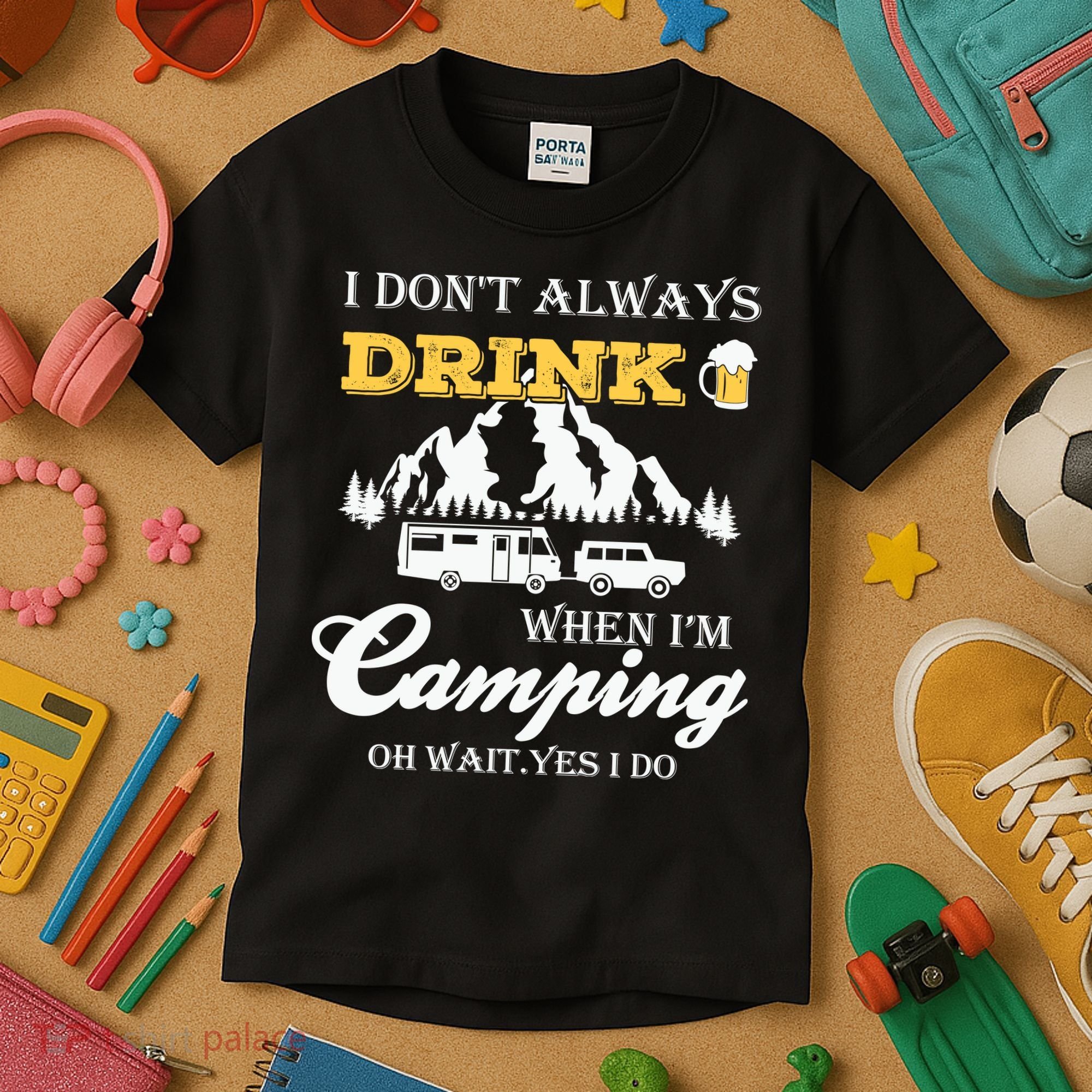 I Don't Always Drink When I'm Camping Lovers Funny Camper Kids T-Shirt