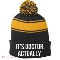It's Doctor Actually Funny PHD Stripe Pom Pom Beanie thumb 0