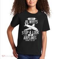 I DonT Always Stop And Look At Airplanes Kids T-Shirt thumb 2