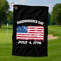 Independence Day American Flag Patriotic 1776 We The People Golf Towel thumb 1