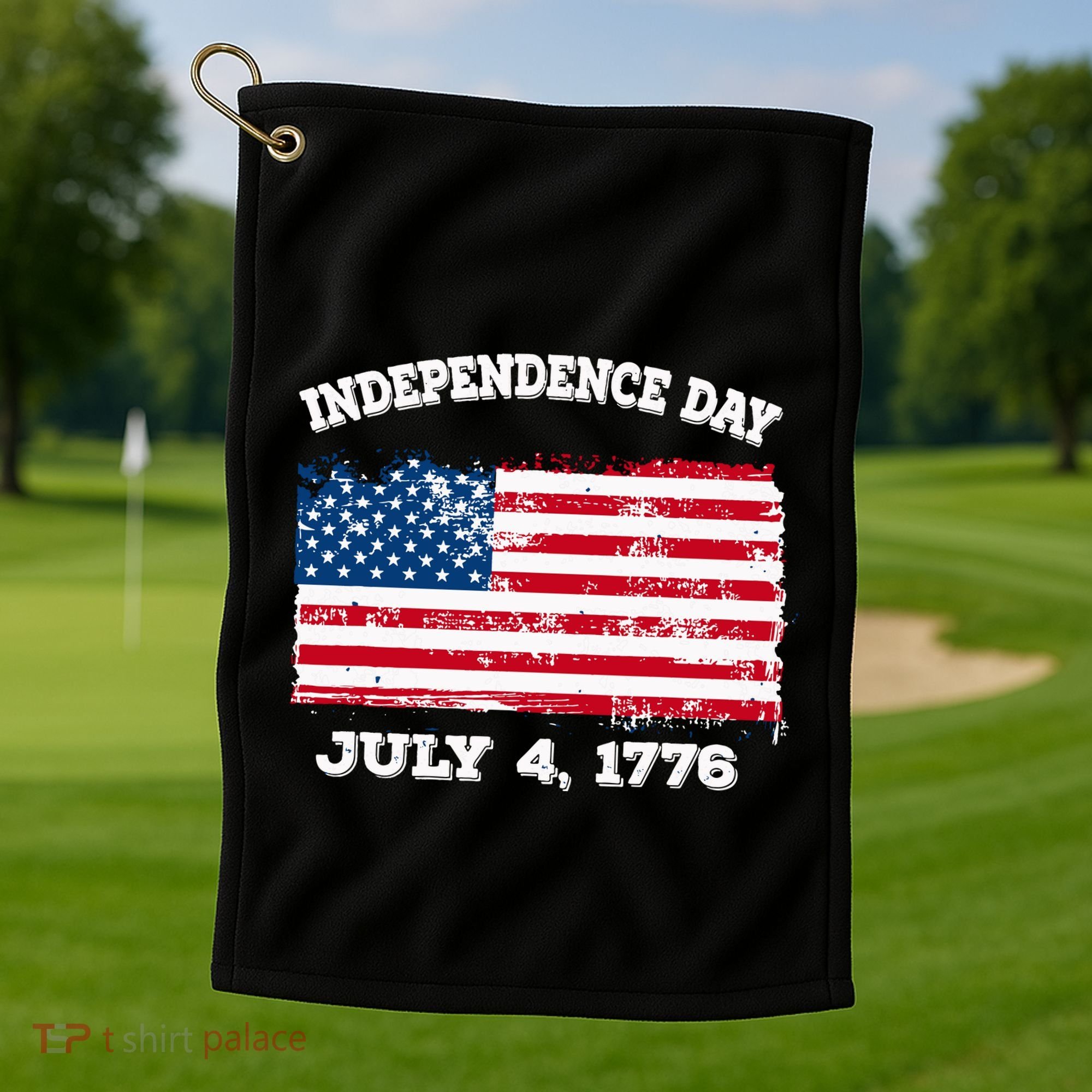 Independence Day American Flag Patriotic 1776 We The People Golf Towel