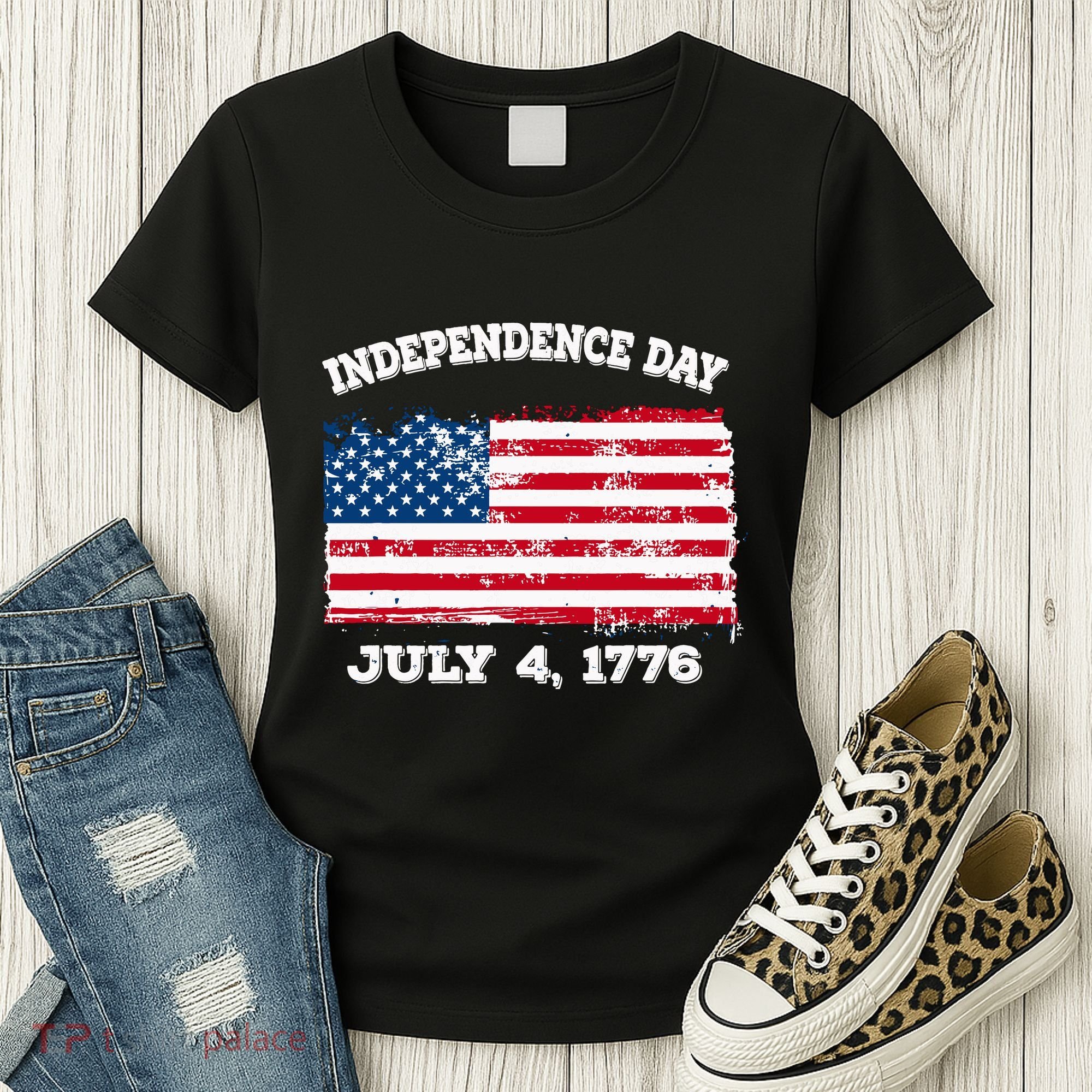 Independence Day American Flag Patriotic 1776 We The People Women's T-Shirt