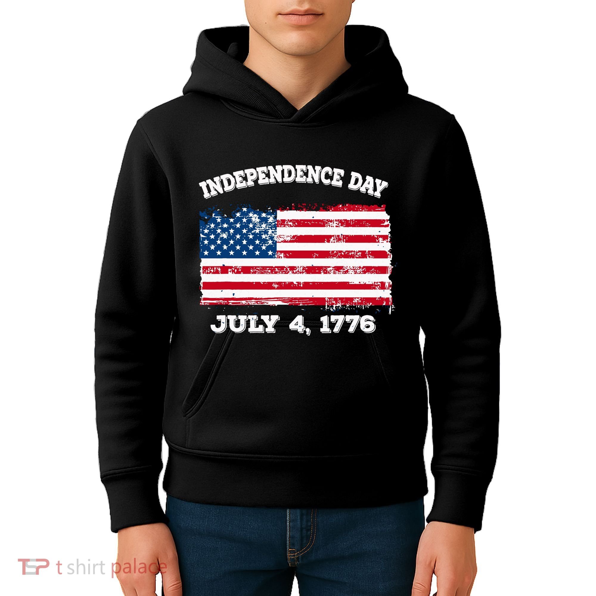 Independence Day American Flag Patriotic 1776 We The People Kids Hoodie
