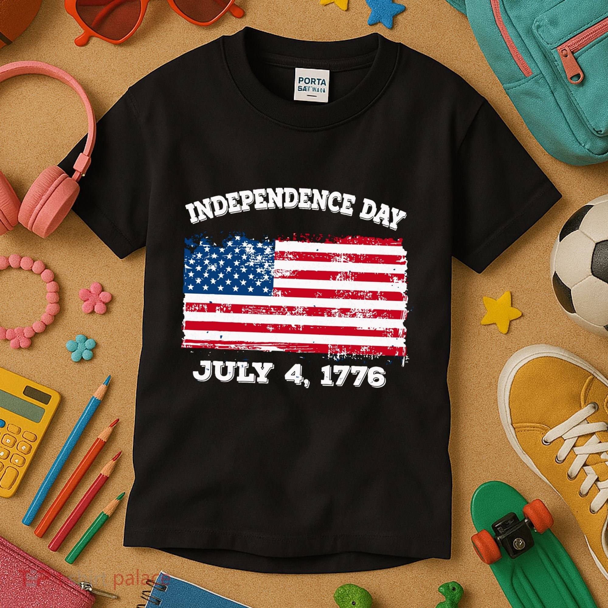 Independence Day American Flag Patriotic 1776 We The People Kids T-Shirt