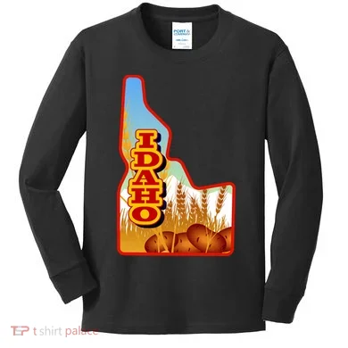 Idaho Potatoes State Outline Kids Long Sleeve Shirt