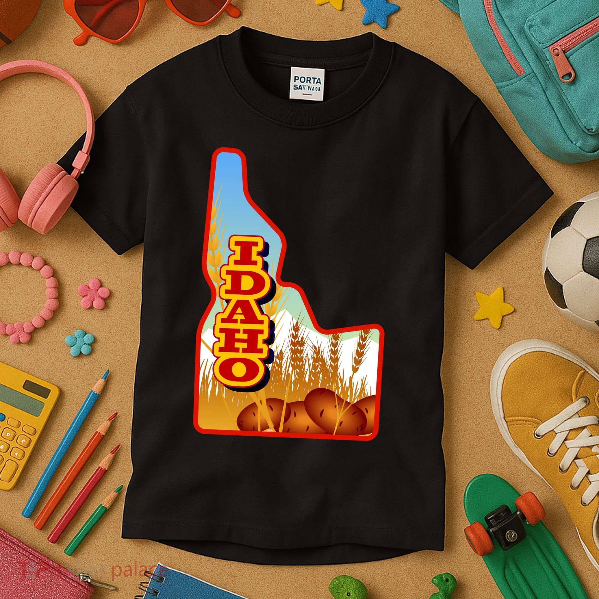 Idaho Potatoes State Outline Kids T-Shirt