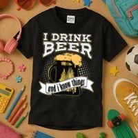I Drink Beer And I Know Things Funny Drinking Kids T-Shirt thumb 3