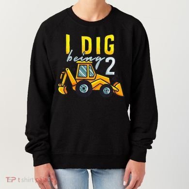 I Dig Being 2 Excavator Construction 2nd Birthday Party Women's Sweatshirt