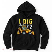 I Dig Being 2 Excavator Construction 2nd Birthday Party Hoodie thumb 0