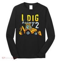 I Dig Being 2 Excavator Construction 2nd Birthday Party Long Sleeve Shirt thumb 0
