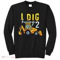 I Dig Being 2 Excavator Construction 2nd Birthday Party Sweatshirt thumb 0