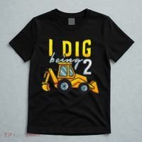 I Dig Being 2 Excavator Construction 2nd Birthday Party T-Shirt thumb 5