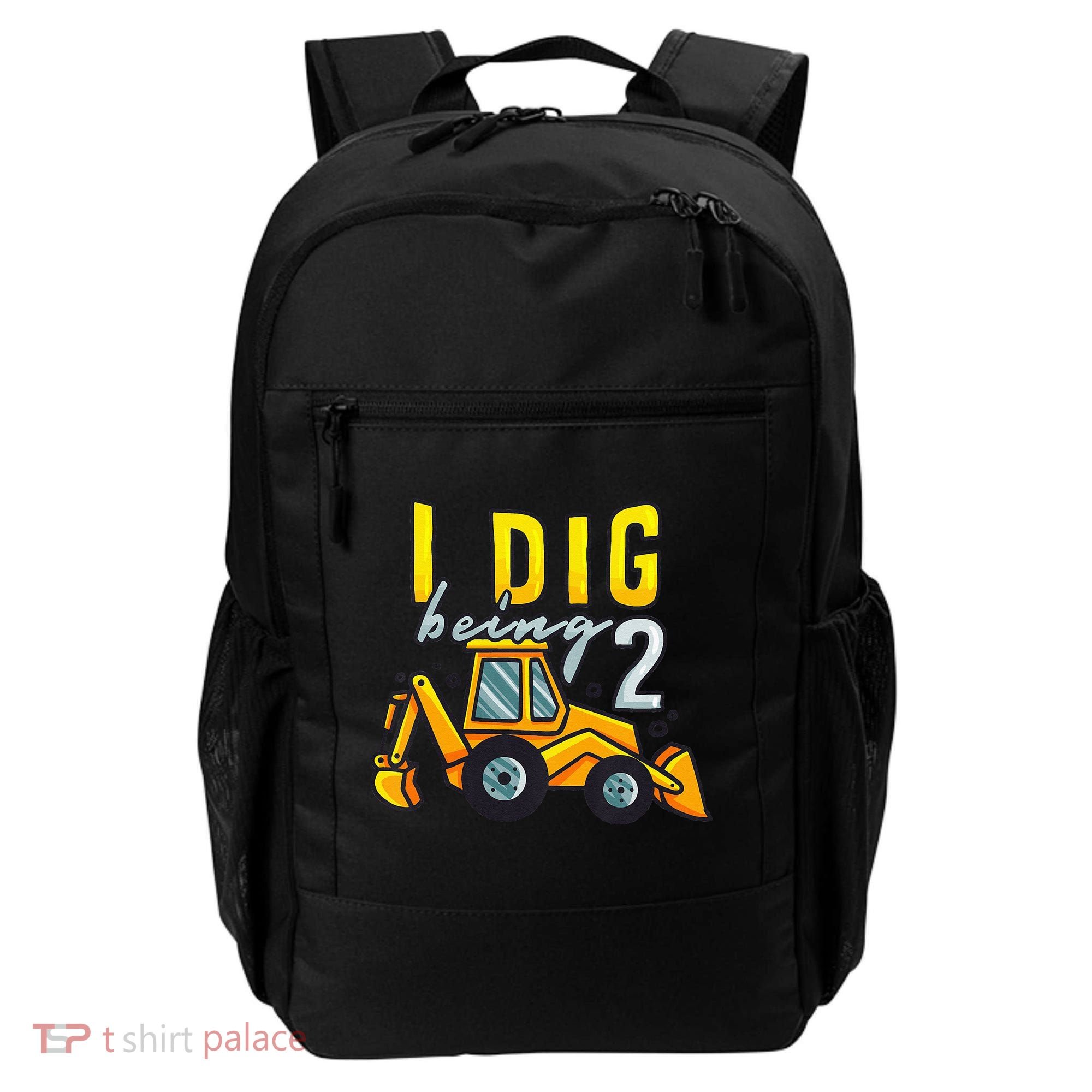I Dig Being 2 Excavator Construction 2nd Birthday Party Backpack