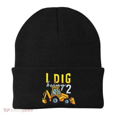 I Dig Being 2 Excavator Construction 2nd Birthday Party Beanie