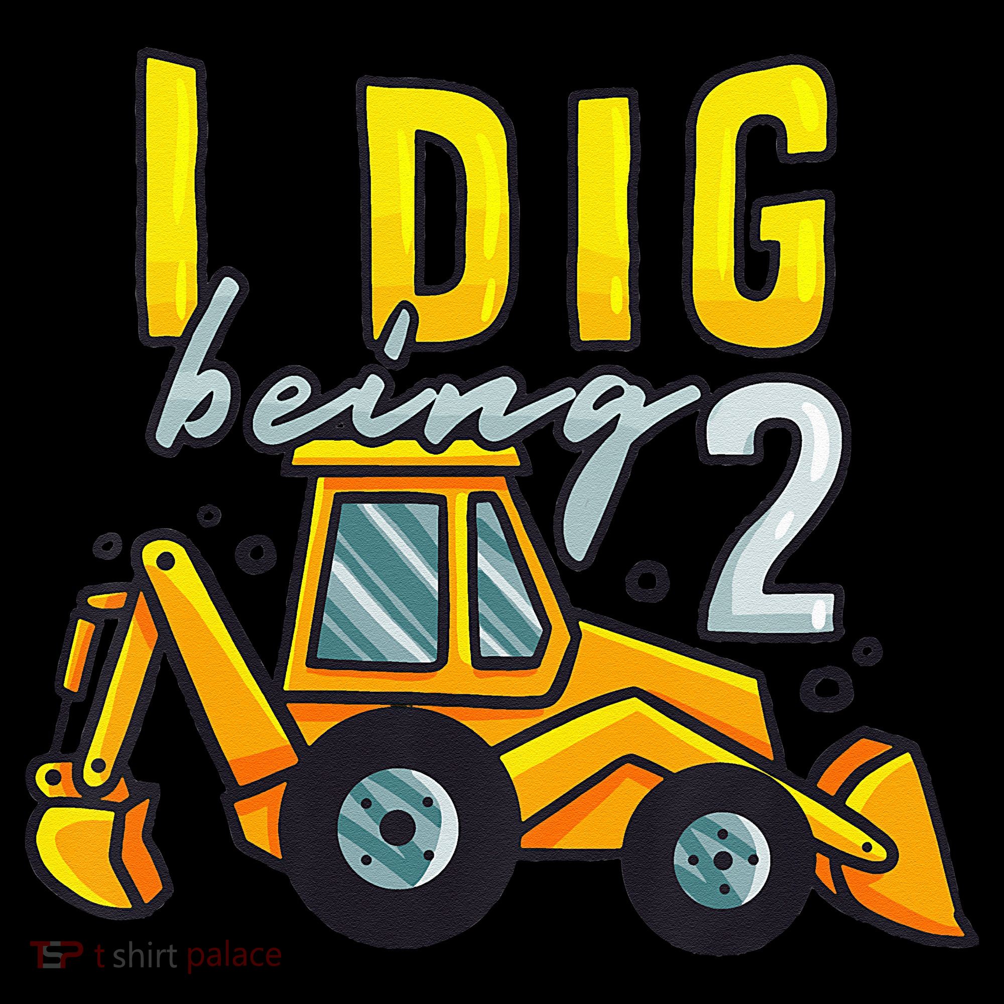 I Dig Being 2 Excavator Construction 2nd Birthday Party Women's Hoodie