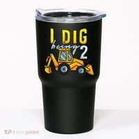 I Dig Being 2 Excavator Construction 2nd Birthday Party Tumbler thumb 0