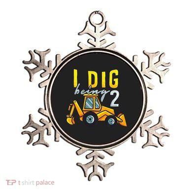 I Dig Being 2 Excavator Construction 2nd Birthday Party Ornament