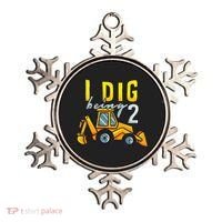 I Dig Being 2 Excavator Construction 2nd Birthday Party Ornament thumb 0
