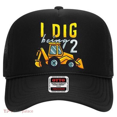 I Dig Being 2 Excavator Construction 2nd Birthday Party Hat