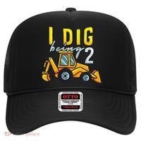 I Dig Being 2 Excavator Construction 2nd Birthday Party Hat thumb 0