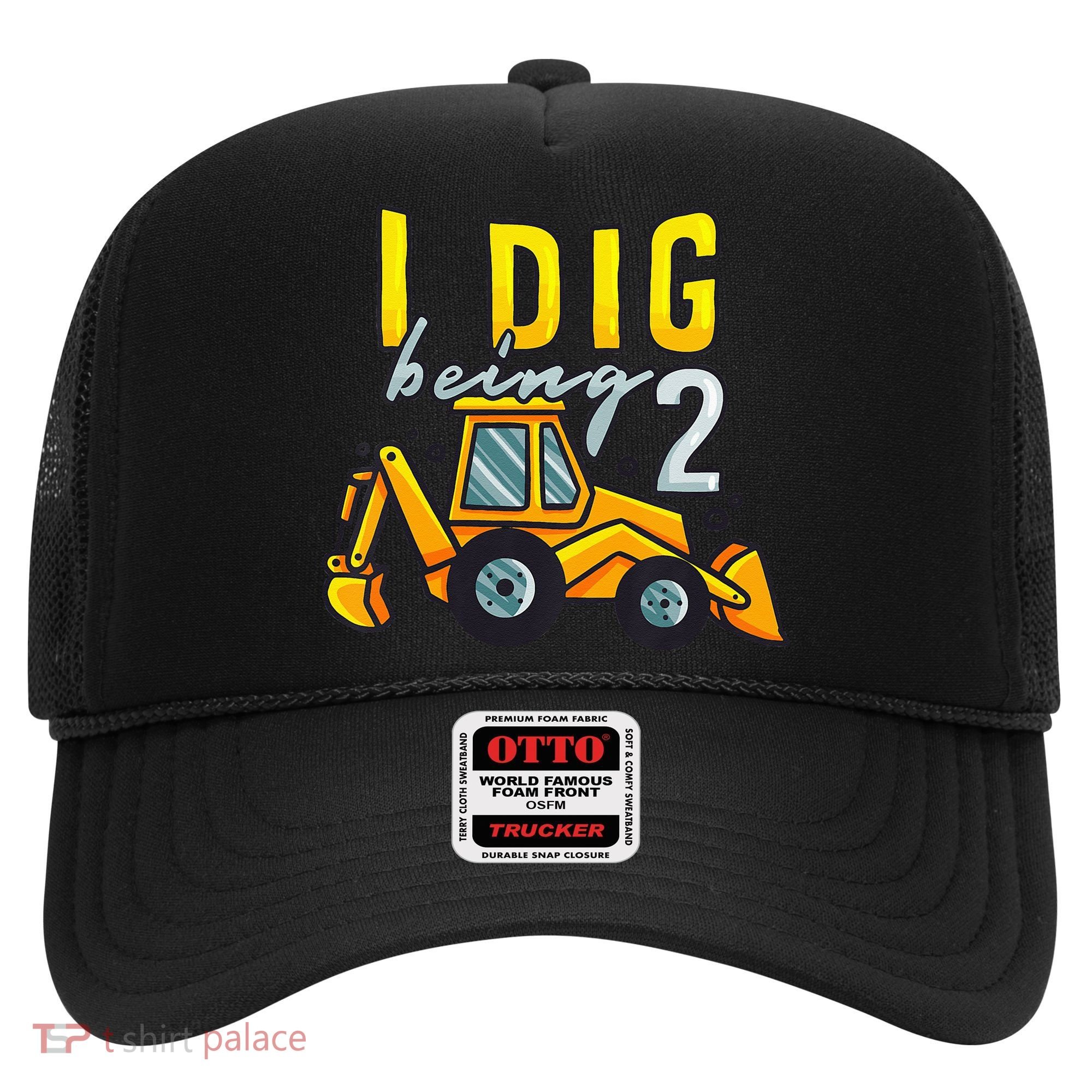 I Dig Being 2 Excavator Construction 2nd Birthday Party Hat