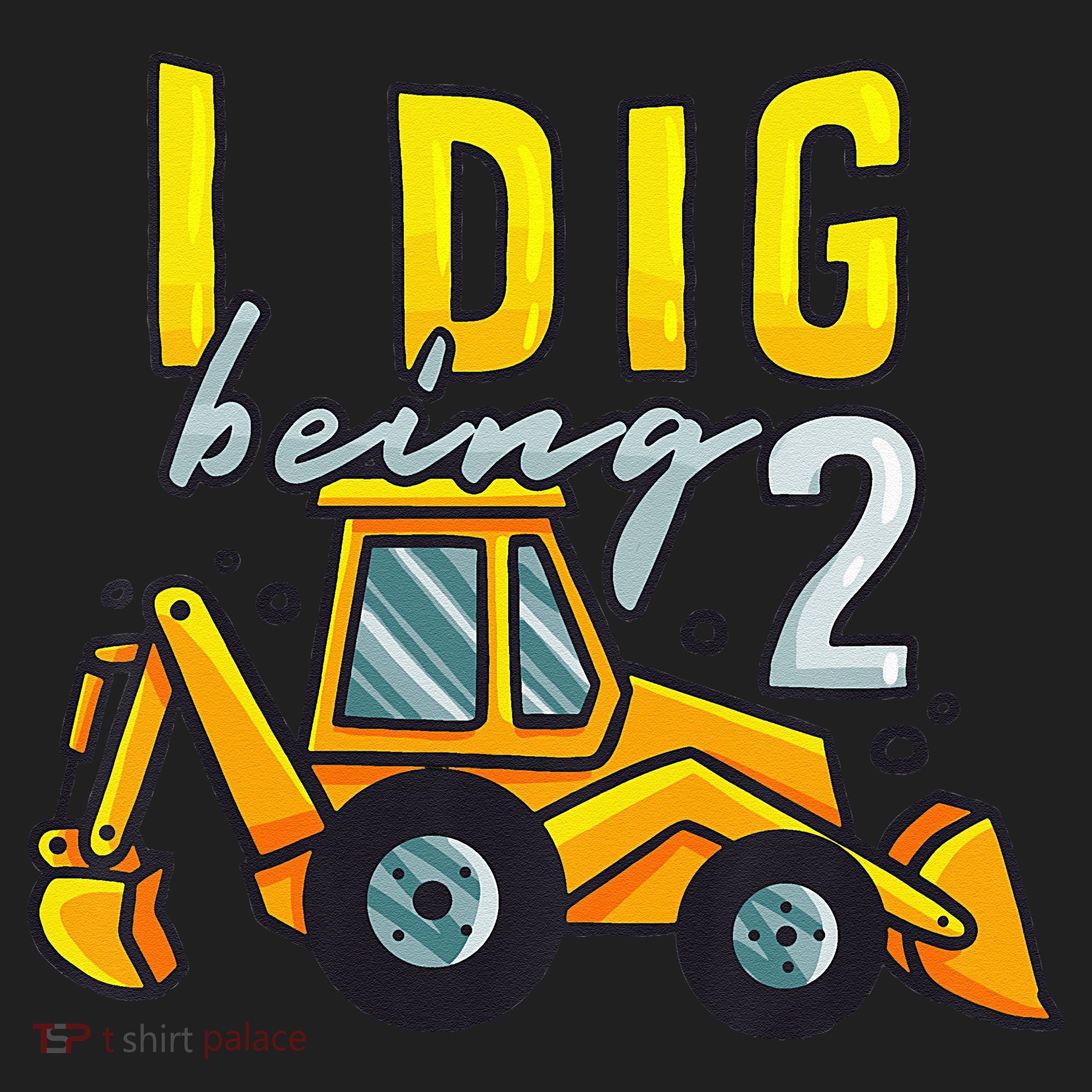 I Dig Being 2 Excavator Construction 2nd Birthday Party Hat
