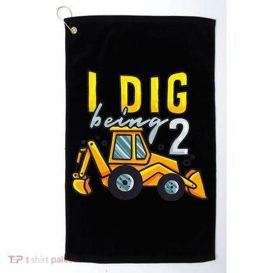 I Dig Being 2 Excavator Construction 2nd Birthday Party Golf Towel