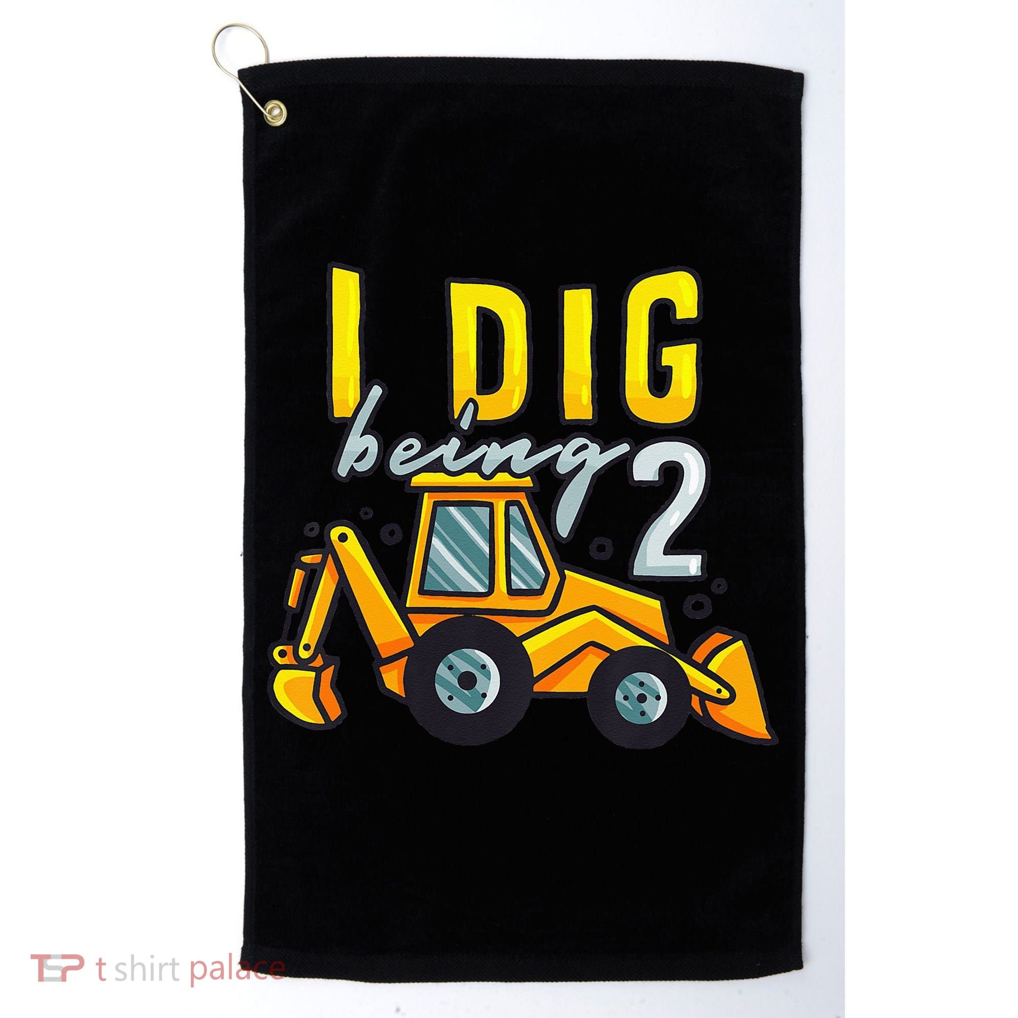 I Dig Being 2 Excavator Construction 2nd Birthday Party Golf Towel