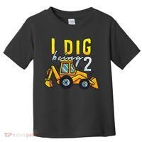 I Dig Being 2 Excavator Construction 2nd Birthday Party Toddler T-Shirt thumb 0