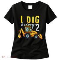 I Dig Being 2 Excavator Construction 2nd Birthday Party Women's T-Shirt thumb 0