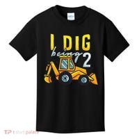I Dig Being 2 Excavator Construction 2nd Birthday Party Kids T-Shirt thumb 0