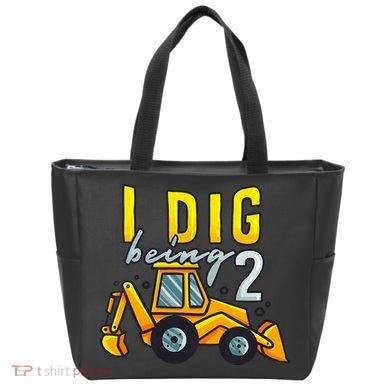 I Dig Being 2 Excavator Construction 2nd Birthday Party Tote Bag