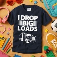 I Drop Big Loads Funny Truck Driver Gift Kids T-Shirt thumb 3