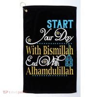 Islamic Dawah Bismillah Alhamdulillah Arabic Teacher Muslim Gift Golf Towel thumb 0