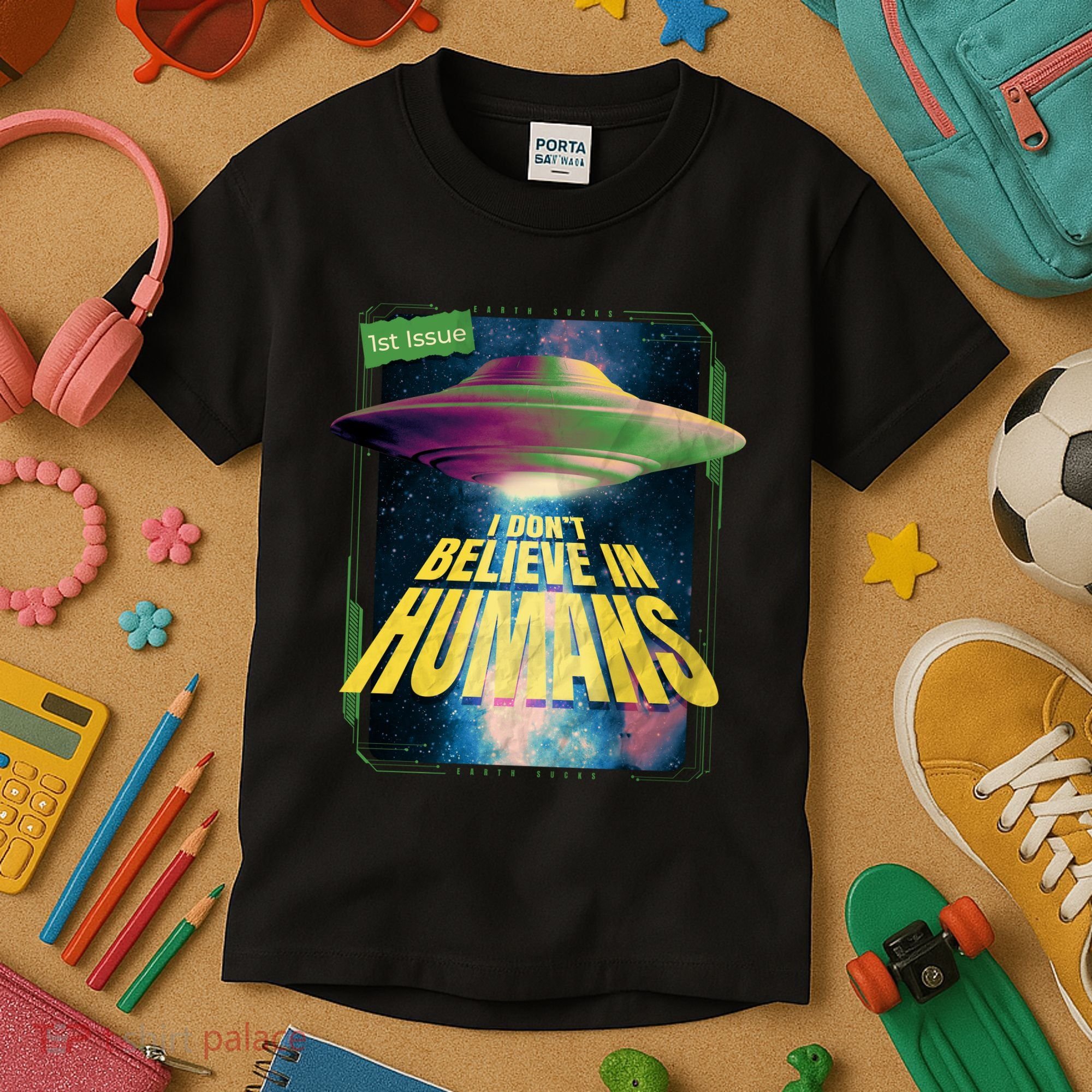 I Don't Believe In Humans UFO Kids T-Shirt