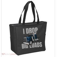 I Drop Big Loads Trucking Funny Trucker Truck Driver Tote Bag thumb 2