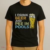 I Drink Beer And Pee In Pools Funny Grunge Vintage Pool Joke T-Shirt thumb 3