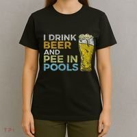 I Drink Beer And Pee In Pools Funny Grunge Vintage Pool Joke T-Shirt thumb 4