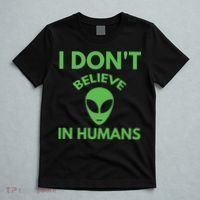 I Don't Believe In Humans Funny Alien Scifi T-Shirt thumb 5